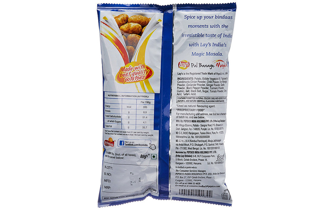 Lay's India's Magic Masala    Pack  57 grams